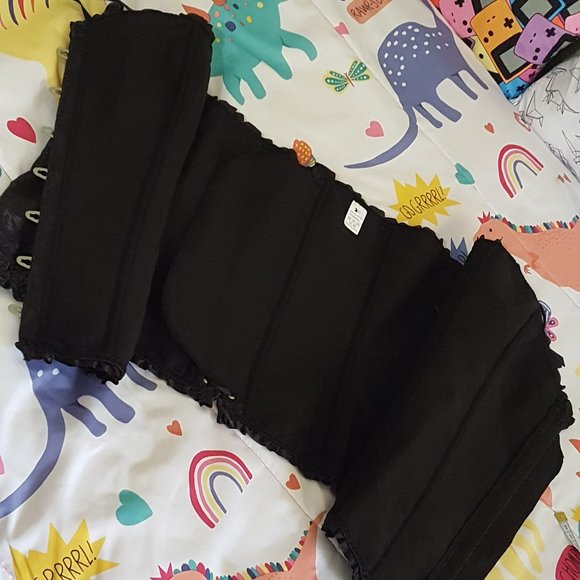 black damask satin sweetheart corset bustier top - Picture 5 of 5